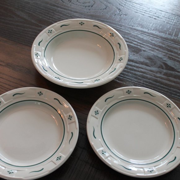 Longaberger Bread Plates and Bowl Woven Traditions Ivy Vitrified USA - Picture 2 of 5